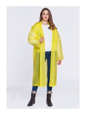 Bay Bayan Sarı Kapüşonlu Yağmurluk Unisex Kaliteli Eva Kumaş Yağmurluk