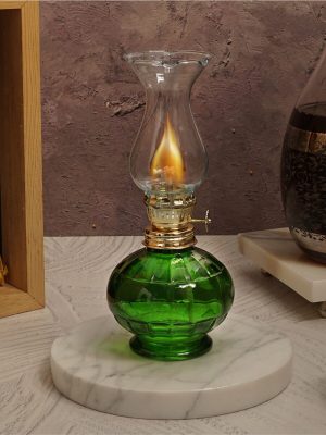 Nostaljik Dekoratif Kullanılabilir Gaz Lambası - Yeşil