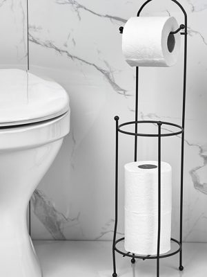Yedek Hazneli Wc Tuvalet Kağıtlığı - Siyah Ferforje Metal Lüx Banyo Kağıtlık