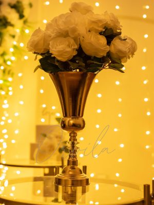 Dekoratif Gold Renk Taşlı Kupa Vazo Söz Nişan Düğün Konsept