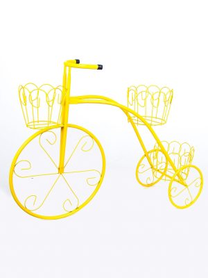 Sarı Dekoratif 3 Gözlü Metal Paslanmaz Bisiklet Saksılık - Çiçeklik (KOVALAR DAHİL DEĞİLDİR)