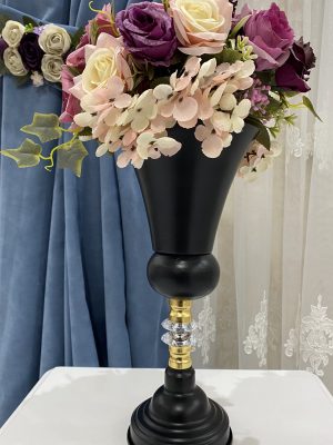 Dekoratif Siyah Renk Taşlı Kupa Vazo Söz Nişan Düğün Konsept