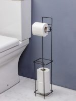 Yedek Hazneli Siyah Tuvalet Kağıtlığı - WC'lik