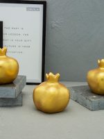 3'lü Dekoratif Beton Nar Gold Biblo Takımı Masaüstü | Ofis | Kitaplık 7 Cm