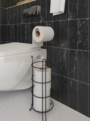 Siyah Yedek Hazneli Tuvalet Kağıtlığı - WC'lik