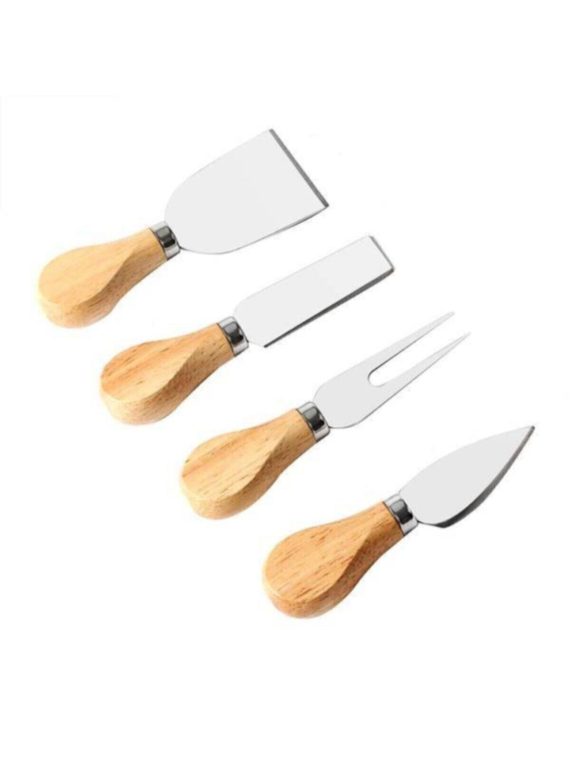 Bambu Saplı 4'lü Çelik Servislik - Peynir Bıçağı Seti