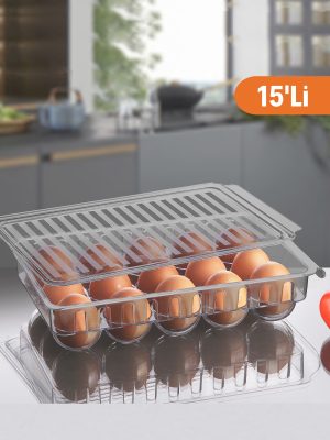 15'li Yumurta Saklama Kabı Organizeri - Dolap Içi Yumurtalık