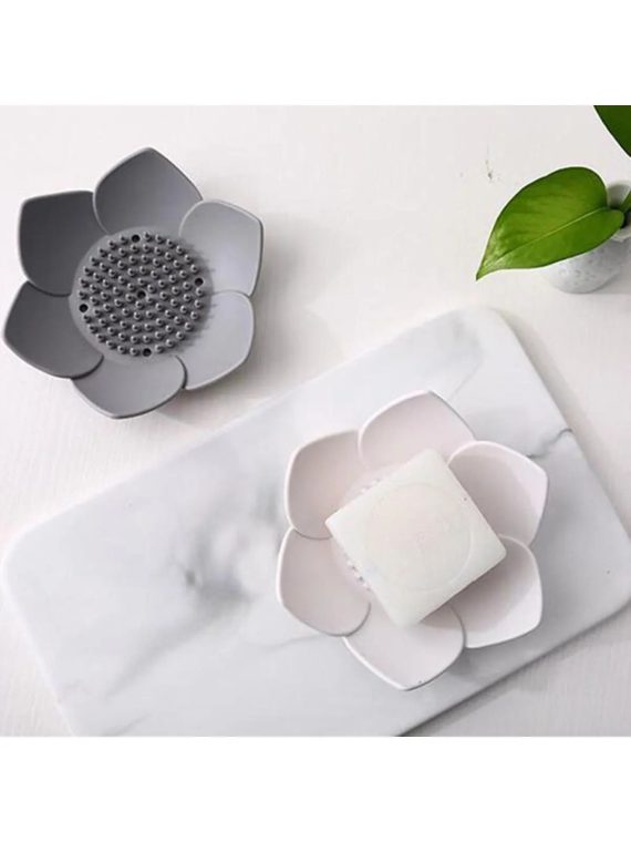 2'li Elastik Lotus Kaydırmaz Katı Sabunluk ve Süngerlik Silikon